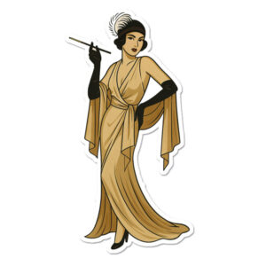 Elegant Flapper i Guldklänning