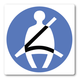 Använd säkerhetsbälte – Klistermärke (8 × 8 cm)