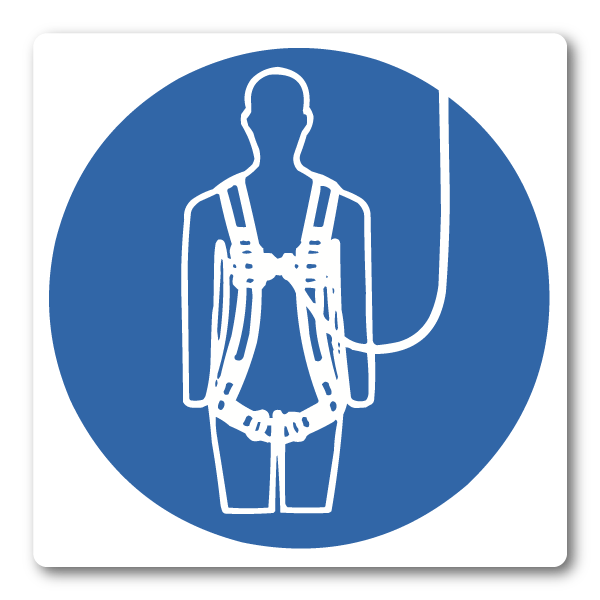 Använd säkerhetssele – Klistermärke (8 × 8 cm)