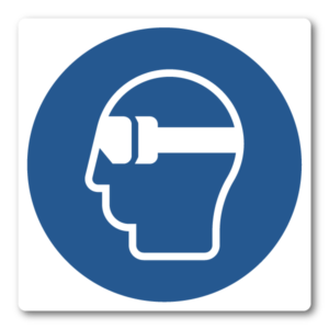 Skyddsvisir / Ansiktsskydd krävs – Klistermärke (8 × 8 cm)