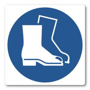 Skyddsskor med stålhätta krävs – Klistermärke (8 × 8 cm)