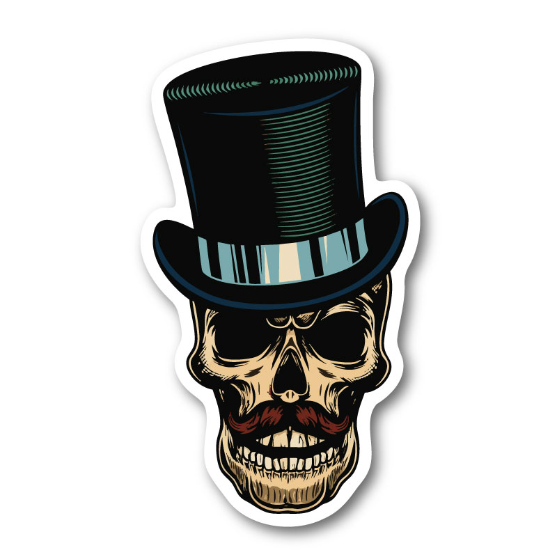 Döskalle med hög hatt & mustasch