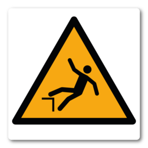 Varning – Fallrisk – Klistermärke (8 × 8 cm)