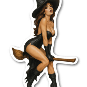 Häxa på kvast (ca 7 × 11 cm)