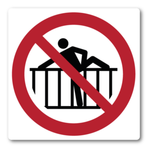 Klättring förbjuden – Klistermärke (8 × 8 cm)