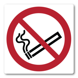 Rökning förbjuden – Klistermärke (8 × 8 cm)