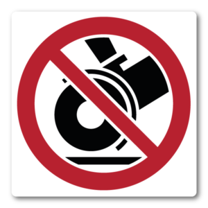 Vinkelslip förbjuden – Klistermärke (8 × 8 cm)