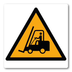 Varning – Trucktrafik – Klistermärke (8 × 8 cm)