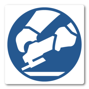 Skyddsutrustning krävs vid vinkelslip (8 × 8 cm)