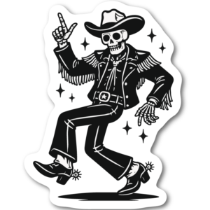 Dansande skelett – klistermärke