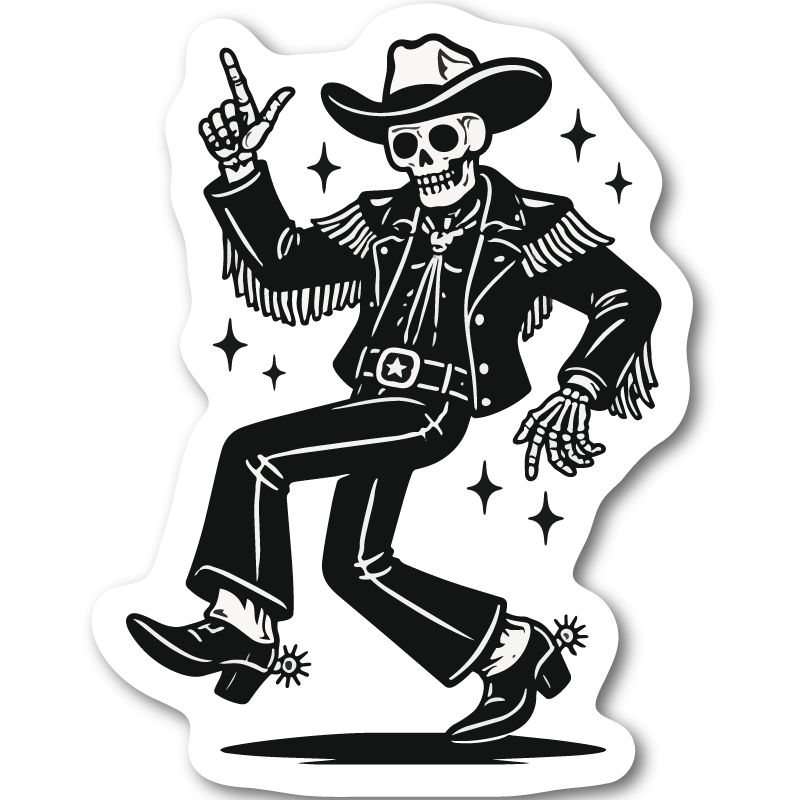 Dansande skelett – klistermärke