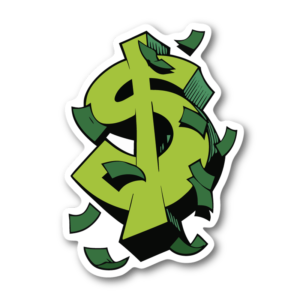 Dollar + cash klistermärke