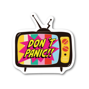 Don’t Panic! – retro TV-klistermärke