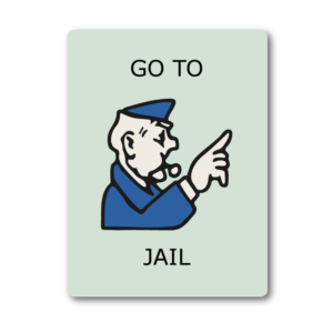 Go To Jail – klistermärke (6 × 8 cm)