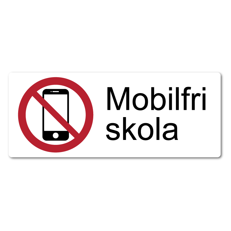 Mobilfri skola – klistermärke (8 × 20 cm)