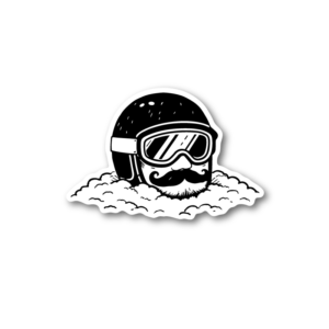 Skidåkare i snö – klistermärke