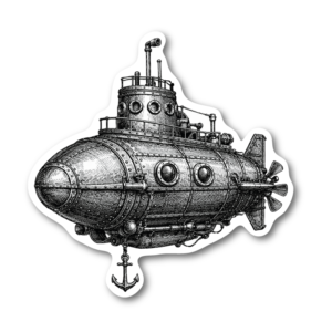 Vintage ubåt – klistermärke