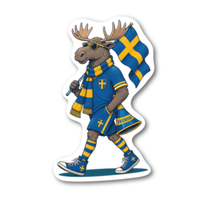 Svensk Älg Klistermärke – Heja Sverige Supporter