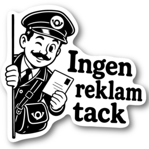 Ingen reklam tack – Brevbärare klistermärke (10 × 10 cm)