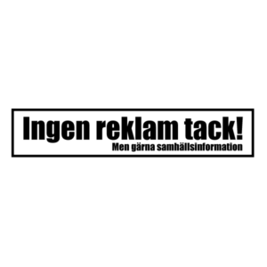 Ingen reklam tack – Klistermärke (10 × 2 cm)