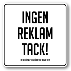 Ingen reklam tack – Klistermärke (10 × 10 cm)