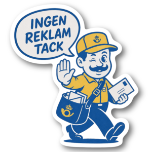 Ingen reklam tack – Brevbärare klistermärke (9 × 10 cm)
